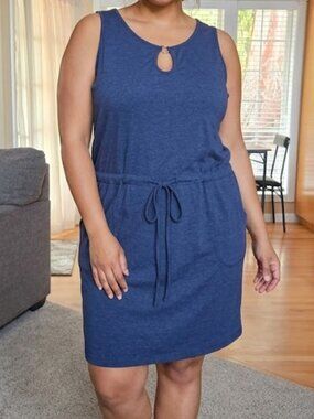 NWT Saukole sz XL blue sleeveless dress, tie waist